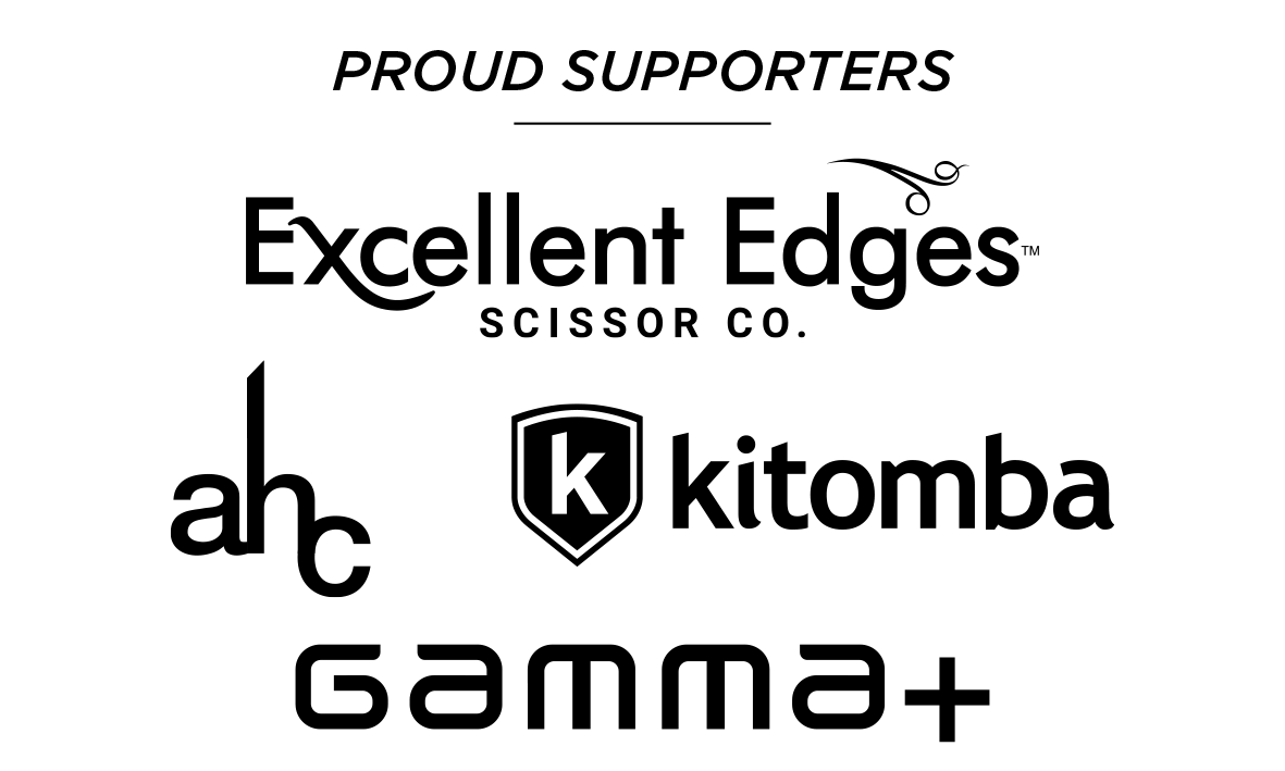 Proud Supporters Logo's of Excellent Edges Scissors Co, AHC, Kitomba, Gamma+